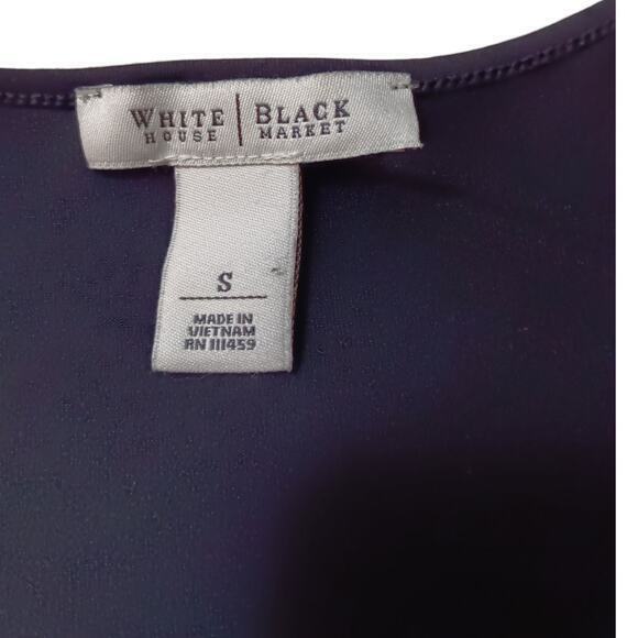 WHBM Beaded Top Shirt Size Small Stretchy Shiny Bling Art to Wear Black Silver - Picture 5 of 8